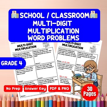 Grade 4 Multi-Digit Multiplication Word Problems | School Math Worksheets