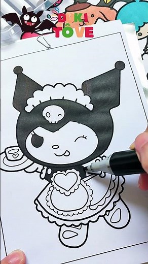 Tranh Tô Màu Kuromi Coloring P2 💜🖤 Duki Tô Vẽ