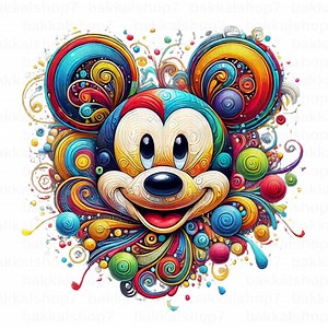 Colorful Swirl Mickey Mouse Art | Kids Room Decor (digital Download) - Etsy Canada