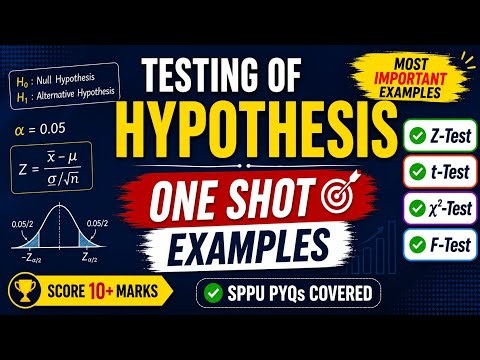 Testing of Hypothesis One Shot Examples | Z-Test, t-Test, χ²-Test, F-Test | SPPU Statistics PYQs