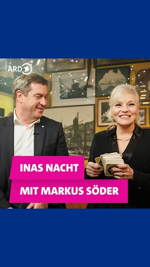 ARD Mediathek on Instagram: "Bayerns Ministerpräsident @Markus.Soeder ist zu Gast bei "Inas Nacht"! Und er singt tatsächlich. Außerdem muss er sich Ina der ein oder anderen pikanten Frage stellen ... 😉 🎤 Weitere Musikgäste – neben Markus Söder: Italiens Rocklegende Gianna Nannini und @TheTorsBand aus England. 🥂🍾 ▶️ "Inas Nacht" jetzt in der ARD Mediathek streamen! Foto: NDR/Morris Mac Matzen/mmacm.com #InasNacht #InaMüller #MarkusSöder @OfficialNannini"