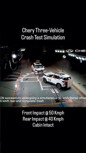 Three vehicle crash test simulation