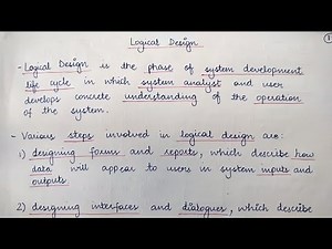 Logical Design || System Analysis and Design