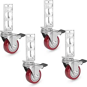 Iron Forge Tools Rolling Storage Rack Caster Wheels Heavy Duty - Set of 4 Locking Castor 3 Inch 530 lb Capacity for Boltless Self Locking Shelving Racks, Nylon and Steel Ball Bearing Wheels