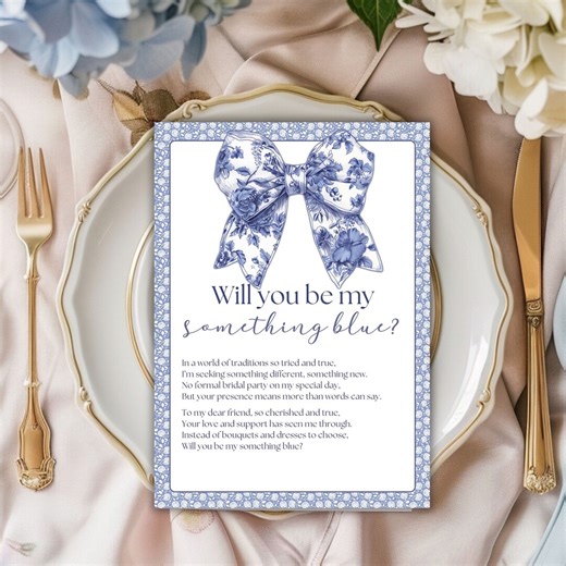 Will You Be My Something Blue Proposal, Printable Wedding Party Proposal Card, Non Traditional Bridesmaid Proposal, Editable 5x7 Template - Etsy