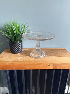 Vintage Glass Cake Stand Pedestal Plate Dish - Etsy