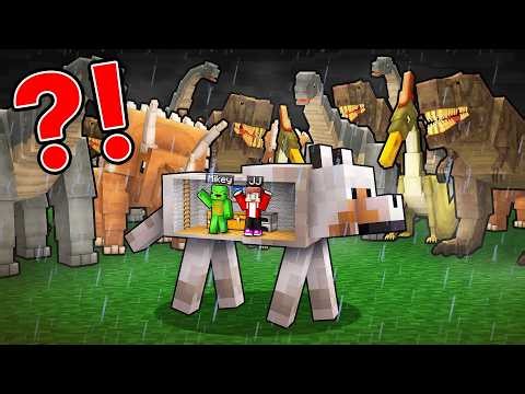 Dinosaur Apocalypse vs. Mikey and JJ Doomsday Bunker in DOG in Minecraft (Maizen)