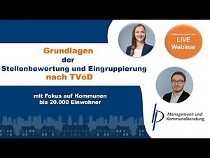 Webinar "Grundlagen der Stellenbewertung und Eingruppierung nach TVöD" der B & P Kommunalberatung