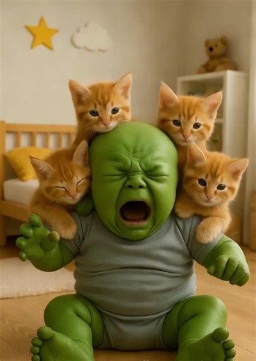 Crying Green Alien Baby: A Humorous Art Effect