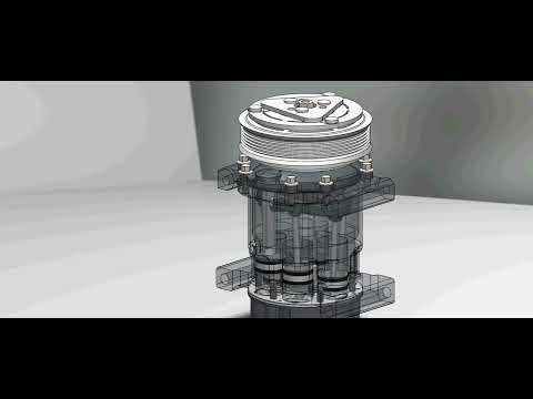 Car AC compressor in SOLIDWORKS