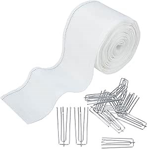 6 Meters/6.56 Yards Pinch Pleat Tape with 15 PCS Stainless Steel 4 Prongs Hooks - White
