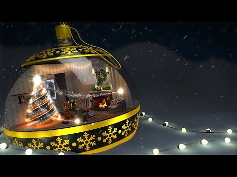 Animated Christmas Card Template - Cosy Cabin Snowglobe