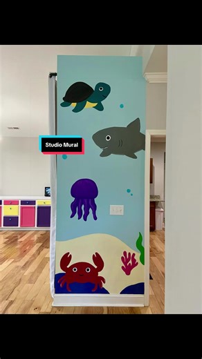 Paint an ocean themed mural for my art studio with me! #artstudio #mural #greenscreen #ocean