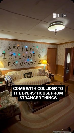 Collider’s Senior TV Editor Carly Lane had the chance to stay over in the REAL Byers House used in #StrangerThings - it’s now been renovated as a fully-themed @Airbnb stay complete with iconic props from the show 🚲 The living room has the recognisable Christmas light letters, Will’s bedroom is fully intact, and the bathroom is styled after the Rainbow Room at Hawkin’s lab! There’s even a door to the Upside Down where you can play D&D in the bunk room! 🧇🔦 Watch for the full walkthrough 👀 | Co
