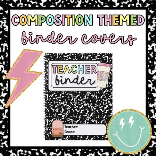 Trendy Composition Themed Binder Covers