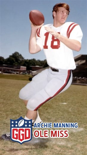 Gridiron Glory Days on Instagram: "At Ole Miss from 1968 to 1970, Archie Manning was the ultimate playmaker, known for his strong arm, mobility, and leadership. In 1969, he put up 540 total yards against Alabama in the first nationally televised prime-time college football game, a performance that cemented his legend. He finished in the top five of Heisman voting twice and set multiple school records, but the Rebels never had the depth to compete for a national title. Still, Manning’s toughness 