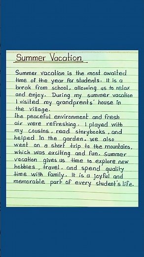 Essay On Summer Vacation | Summer Vacation #shorts #short #summer