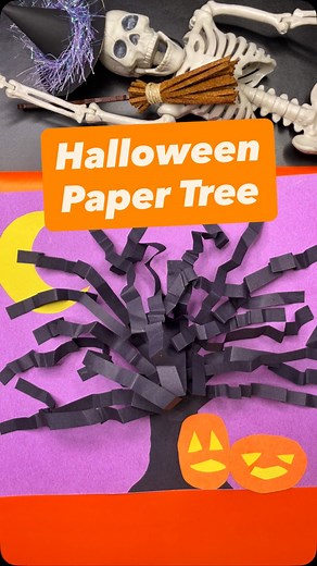 Halloween Crafts for Kids | Spooky Paper Craft Tree 🎃 This easy Halloween art activity is so much fun for kids! In this project, we’ll make a spooky haunted tree using construction paper, scissors, and glue. It’s the perfect Halloween paper craft for kids to enjoy at home, in the classroom, or even as a fun Halloween party activity. Kids will love crumpling the paper to make spooky branches and adding their own creative details like pumpkins, moons, and ghosts. This Halloween arts and crafts pr