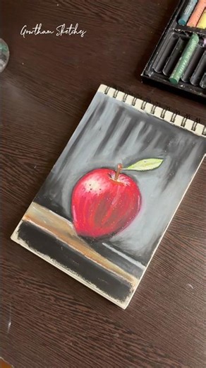 Realistic Red Apple Oil Pastel Drawing 🍎 | Easy Still Life Art for Beginners #shorts