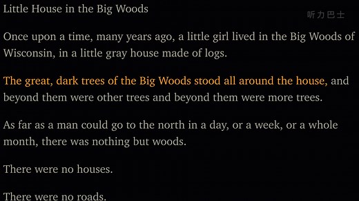 《大森林里的小木屋》LITTLE HOUSE IN THE BIG WOODS 滚动字幕·英文朗读版