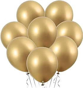 AFTERLOON® Biodegradable Balloons 24 pcs Gold 12 Inch, Matte Color Thickened Extra Strong Latex Helium Float, Multicolor Colorful Bulk Color ballon baloon Globos Para Decoration De Fiestas Kids