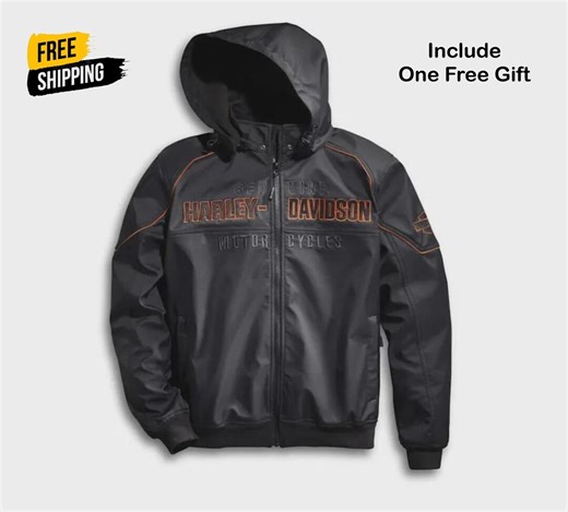 Men’s Harley Davidson Hoodie 2 in 1 Soft Shell Black Motorcycle Riding Jacket | Windproof - Etsy