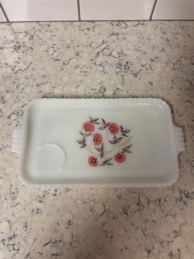 Vintage Anchor Hocking Fire King Milk Glass Tray With Fleurette Pattern. - Etsy Canada