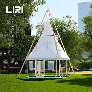 [Hot Item] Customized 4 Season Pyramid Bamboo Tipi Lantern Tent with Transparent Curtain
