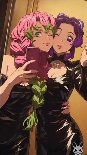 Demon slayer Nezuko x tanjiro and Mitsuri x Shinobu 🤤#kny #demonslayer #tanjiro #anime #muichiro