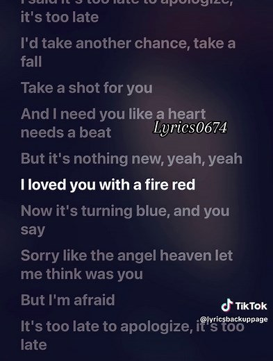 Apologize – OneRepublic & Timbaland Lyrics | It's Too Late