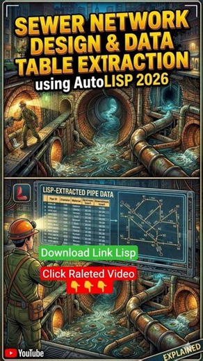 Sewer Network Design, Data Table Extraction, AutoLISP 2026