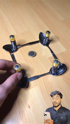 Battery spin coin experiment #experiment #science #explorepage | Rkexperiment18