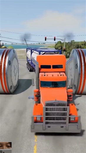 Sok Jago Nyelip… Eh Jadi Gepeng 😭🚛#shorts #automobile #truktertua #beamngdrive #supirtruk #games