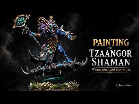 Painting a Tzaangor Shaman with Cold Blue Skin | Warhammer AoS Miniature Painting #lotusthalia