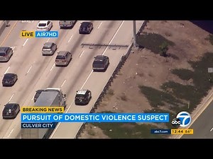LIVE: Police chase domestic violence suspect in SUV in Los Angeles County | ABC7