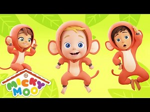 5 Little Monkeys + More Nursery Rhymes | Micky Moo Songs for Kids