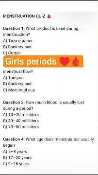 Menstruation Quiz | Period Facts for Girls | Health Awareness Quiz | Quizmo #shorts #quiz