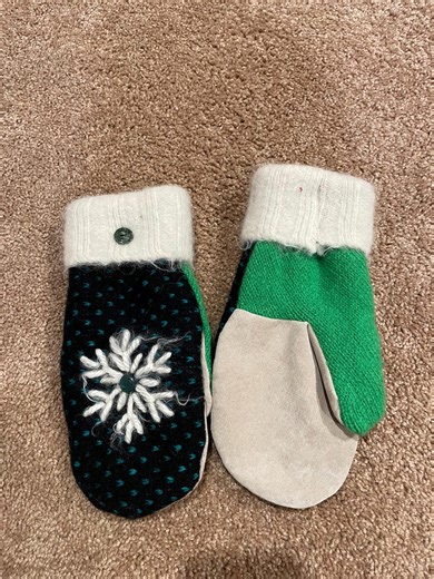 Wool Mittens Made From Repurposed Wool Sweaters , With Leather Palms and Thumbs . These Mittens All Handmade and One of a Kind. - Etsy Canada