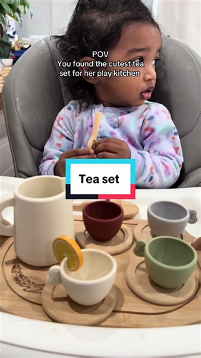 This kids tea set is just so cute. The serving tray and all the coasters are made of wood and the mug and cups are made of silicone. This is the perfect addition to her play kitchen set up. It’s also the perfect gift for the little girls in your life to have a tea party with. #tea #toys #kitchen #creatorsearchinsights