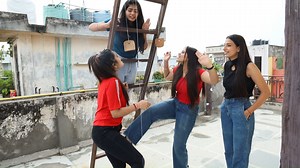 italian Thali Eating Challenge | Pizza, Mix Sauce Pasta, Red Sauce Pasta, Garlic Bread, Creamy Waffels | Food Challenge | Ding Dong Girls