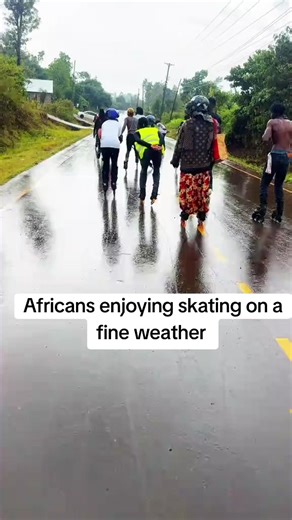 Africans enjoying skating on a fine weather