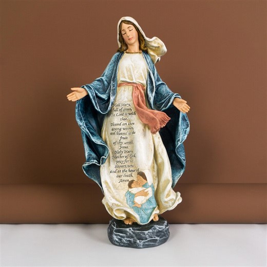 Hand-painted Polystone Virgin Mary Statue – Hail Mary Prayer Catholic Figurine - Etsy