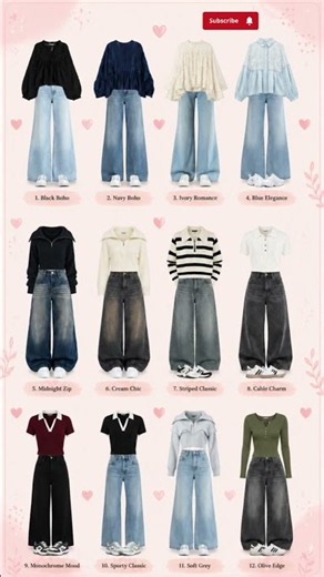 12 Chic Wide-Leg Jeans Outfits | Trendy Casual Tops & Everyday Fashion Ideas ✨ #shorts #ytshorts