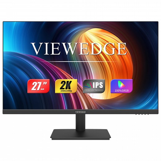 Viewedge 27 inch Monitor with 2K 2560 x 1440 IPS Panel 75hz | Computer Monitor 27 inch QHD with HDMI, DP and Wall Mountable | Eye Protection PC 1440p Monitor for Working and Gaming