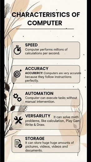 Characteristics of Computer in English very easy #computer #information #characteristics