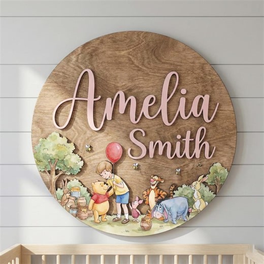 Personalized Winnie the Pooh Nursery Name Sign, Christopher Robin, Kid Room Sign, Kids Bedroom Door Sign, Kids Room Door, Nursery Name Sign - Etsy