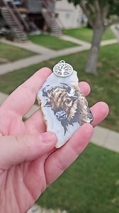 Buffalo Necklace Hand Painted on Agate - Etsy