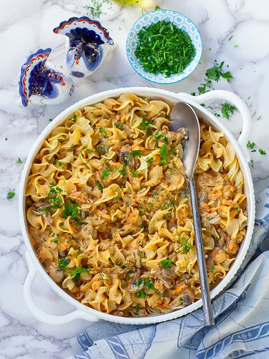 Creamy Ground Pork Stroganoff (video)