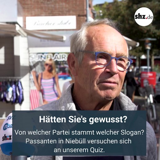 Die Parteien versprechen so allerhand, um Wähler auf ihre Seite zu ziehen. Die Slogans auf den Wahlplakaten strotzen vor Kompetenz und Tatendrang. Kann man die Botschaften leicht zuordnen? Wir haben den Test in Niebüll gemacht: www.shz.de/33636642 | shz.de - Nachrichten aus Schleswig-Holstein