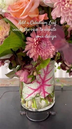 Elevate your Floral Design -add a Caladium Leaf inside the vase